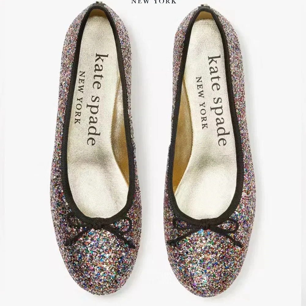 Kate Spade honey flats || Rainbow Glitter leather upper Ballet Flats